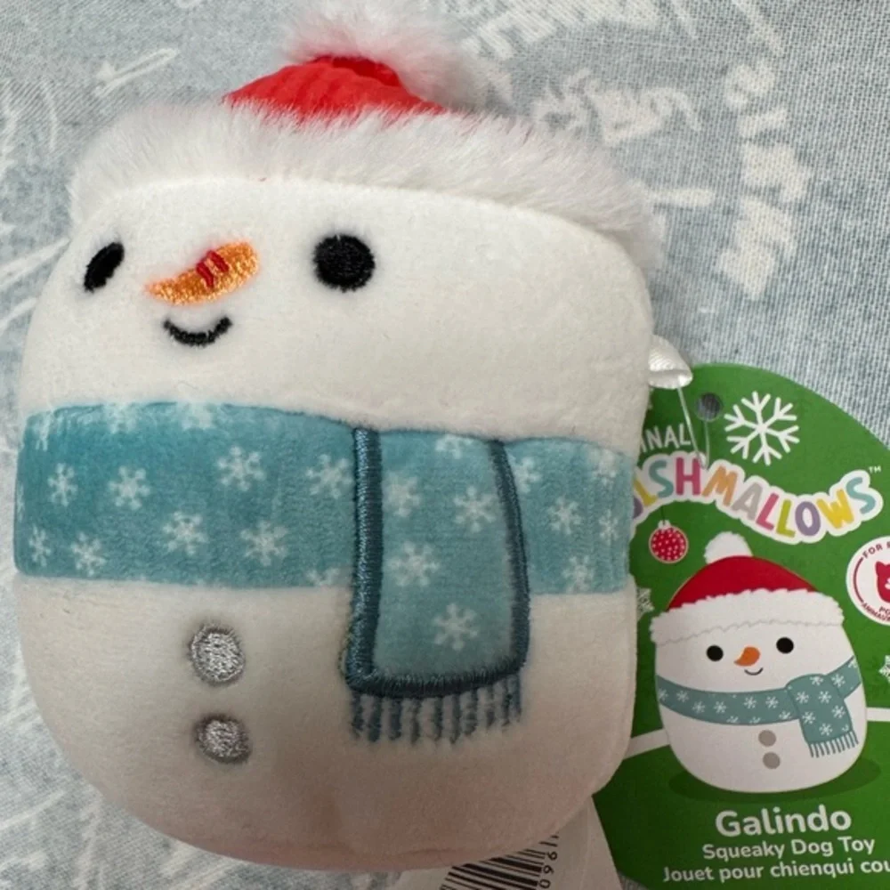 Squishmallows Snowman Dog Toy - White and Blue